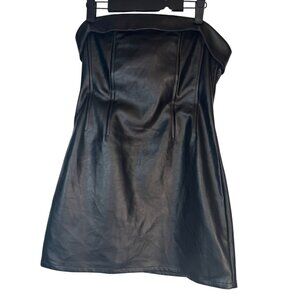 2/$30 Sky To Moon Large Black Faux Leather Mini Strapless Dress
